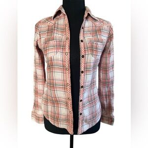 Decree Snap Button Western Flannel Shirt Coastal Cowgirl Festival Size Small